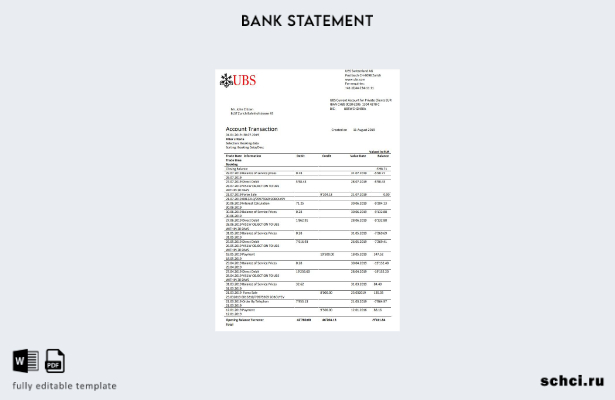 цифровая загрузка шаблон словесной версии выписки из банка UBS в Швейцарии